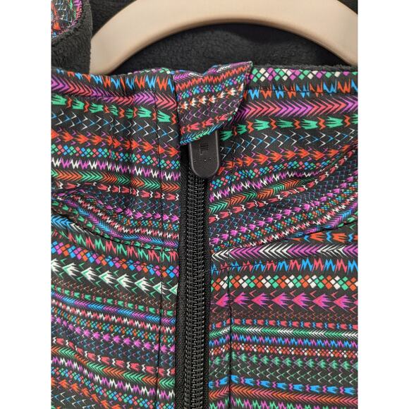 Fila Sport Faux Fur Fleece Jacket M Black Full Zip Tribal Boho Long Sleeve Layer - Picture 3 of 13